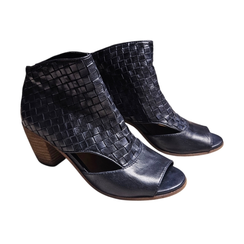 Patricia Nash Rosetta Peep Toe Booties - Italian Woven Leather